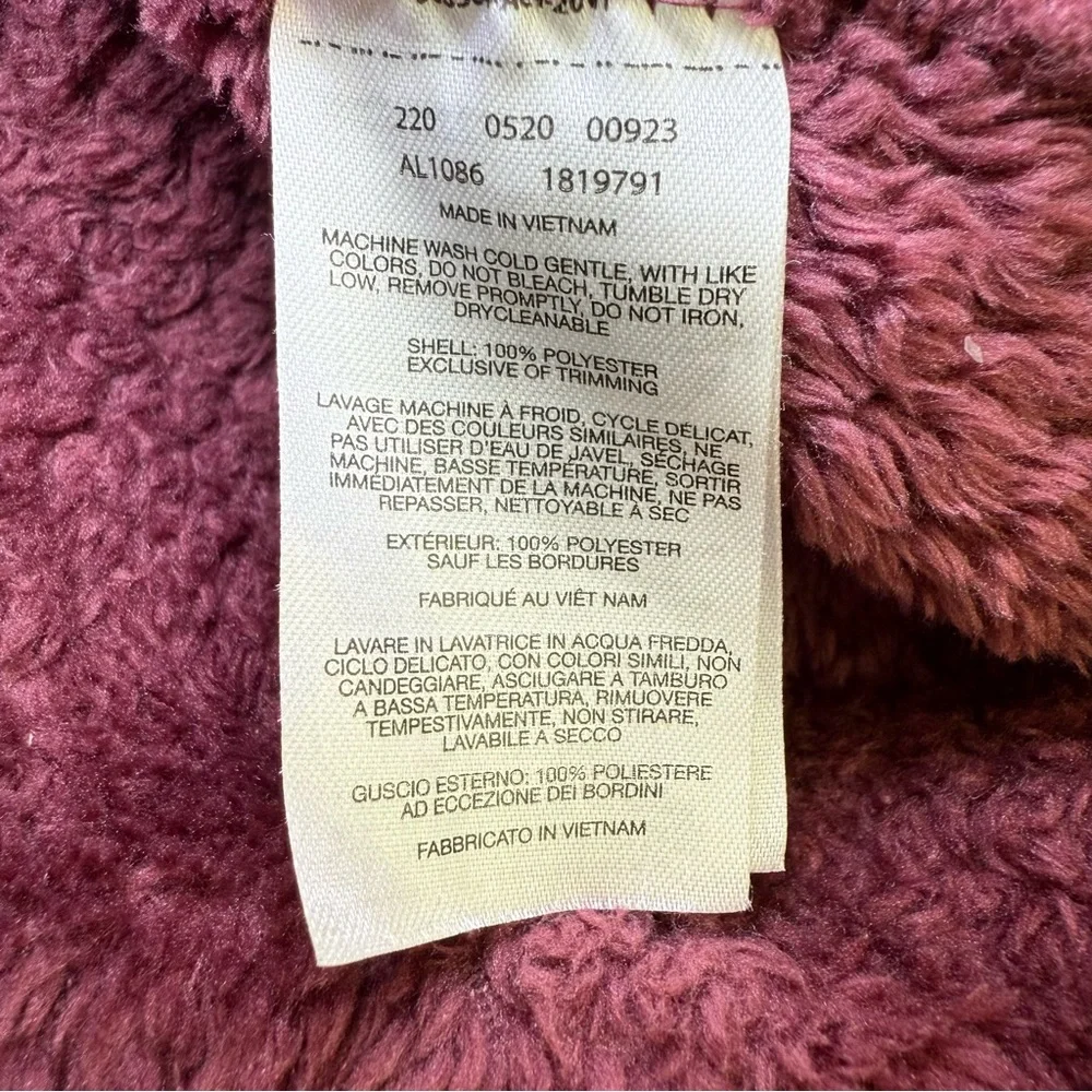 Columbia Women's Small Fireside Sherpa Fleece Full Zip Up Jacket burgundy maroon